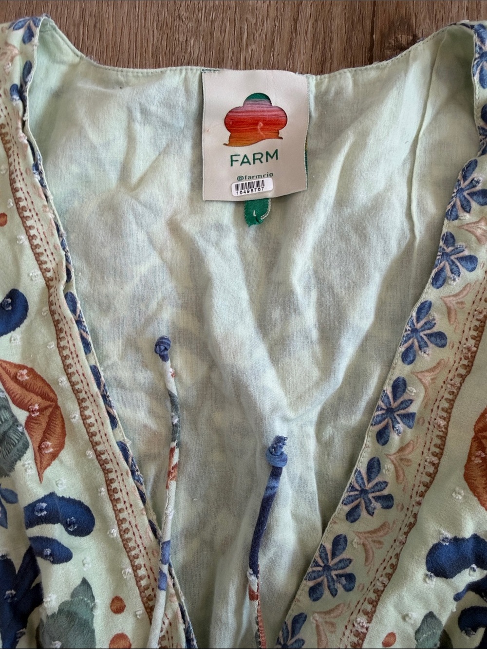 FARM Rio Ocean Tapestry Dress Embroidered Floral Mint Maxi - Picture 8 of 16